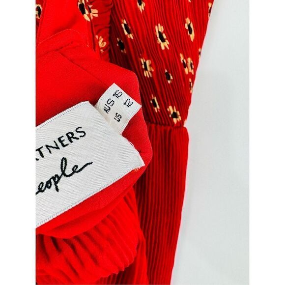 Fame And Partners x Free People Women's Kayla Tiered Accordion Dress Red - Picture 4 of 7